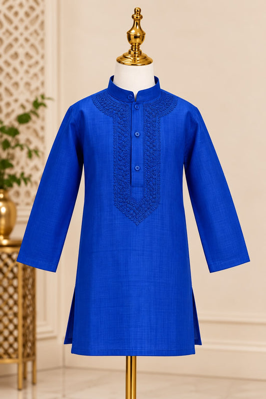 Royal Blue Embroidered Kurta Pajama for Boys