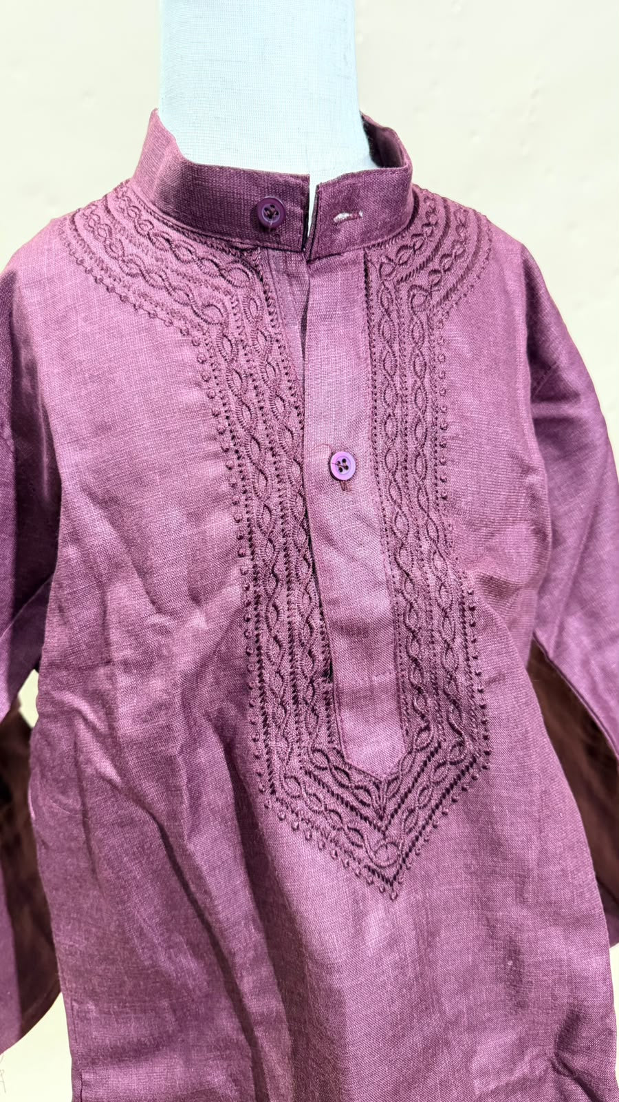 Burgundy Embroidered Kurta Pajama for Boys
