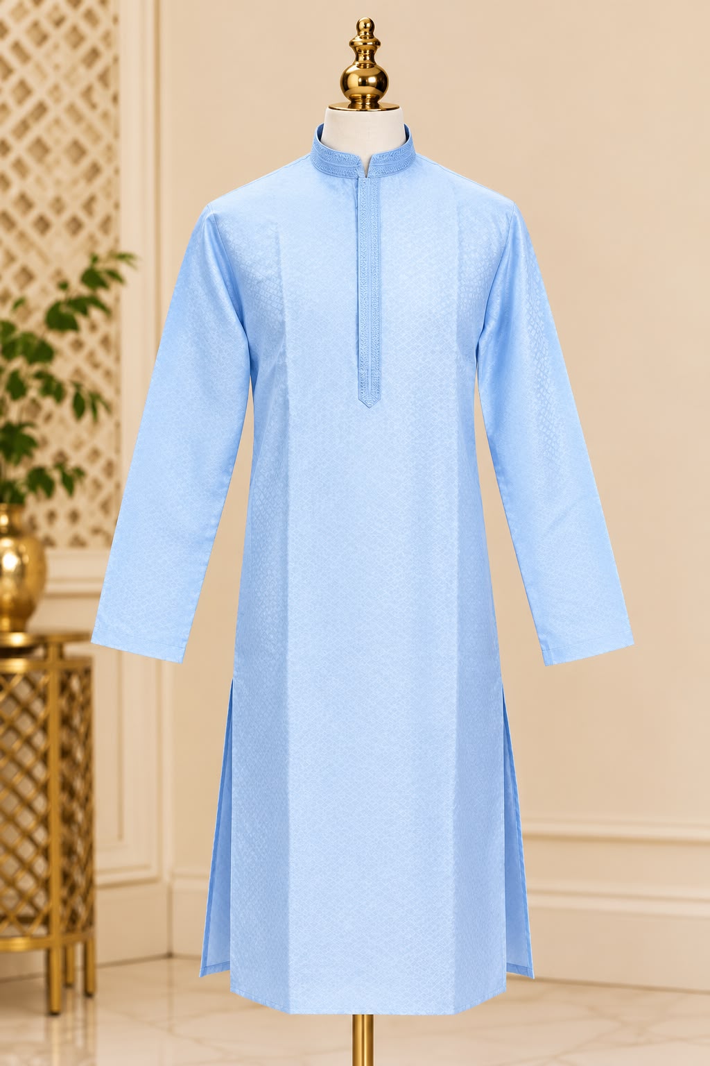 Sky Elegance – Lichtblauwe Kurta Pajama Set Heren