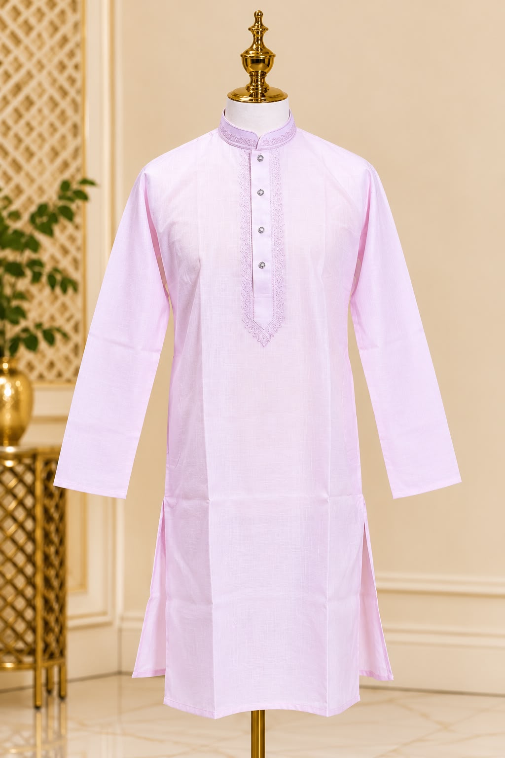 Blush Pearl – Lichtroze Kurta Pajama Set Heren