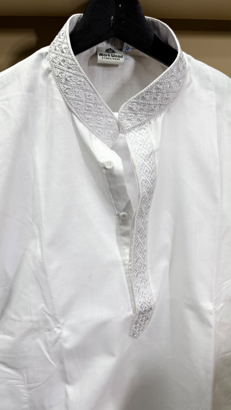 Pure White Heritage – White Embroidered Kurta Pajama Set for Men