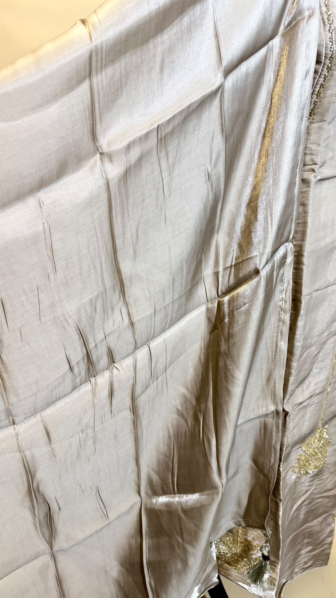 Champagne Silver Salwar Kameez – Champagne met Gouden Details
