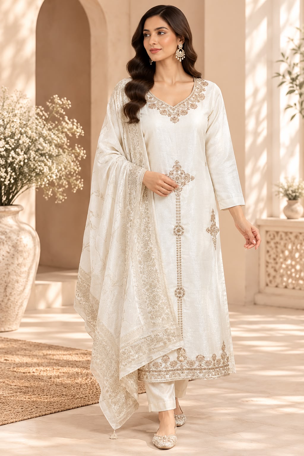 Ivory Gold Salwar Kameez – Ivoorwit met Gouden Details